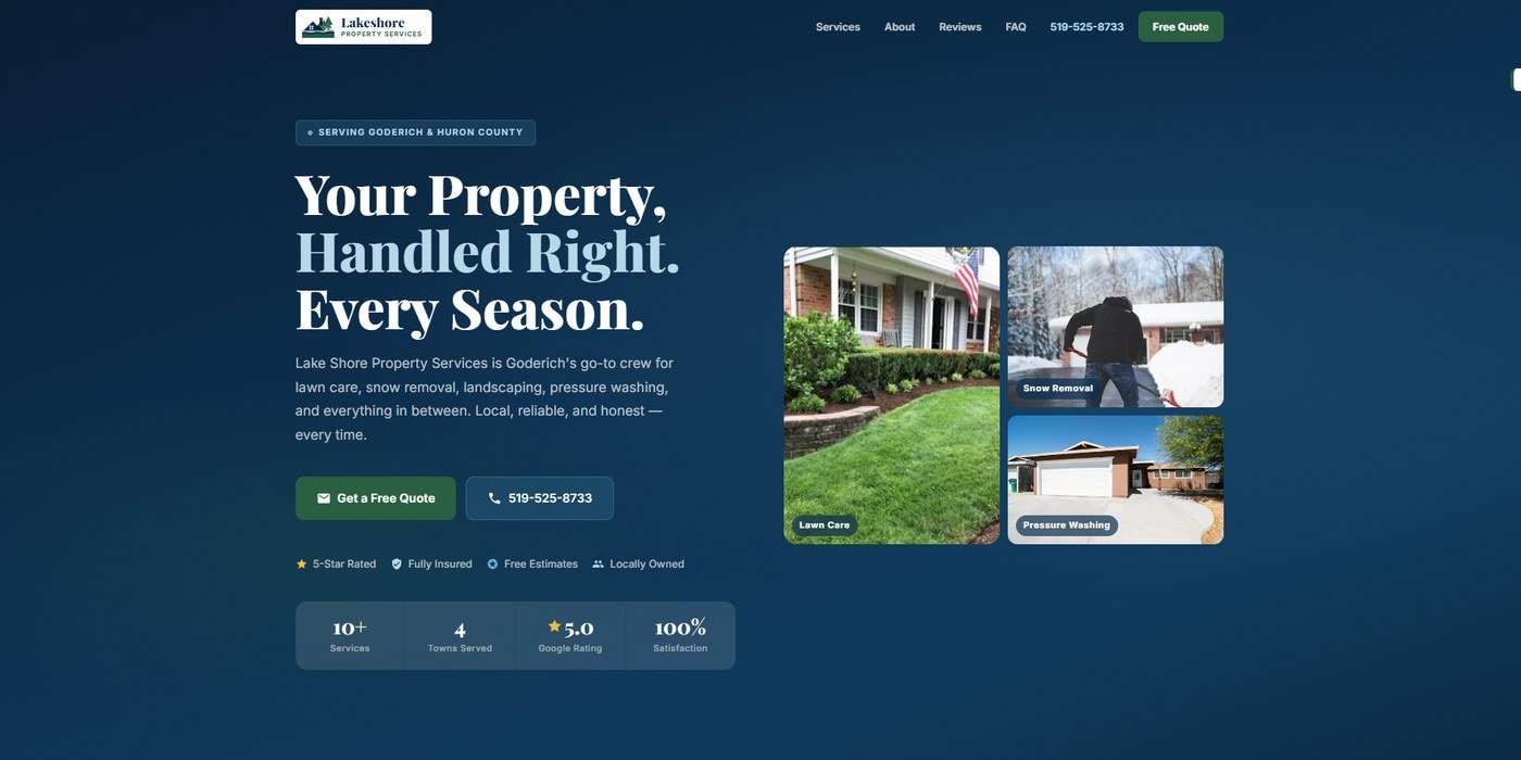 Lakeshore Property Services homepage — 